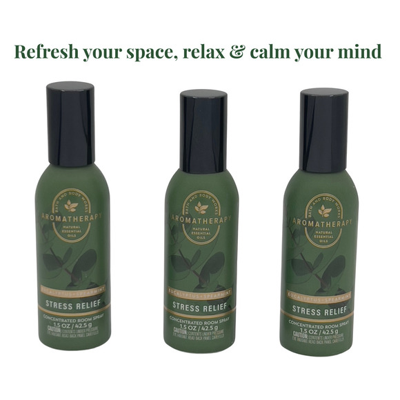 3 Bath & Body Works Stress Relief Eucalyptus Spearmint Concentrated Room Spray - Picture 1 of 3